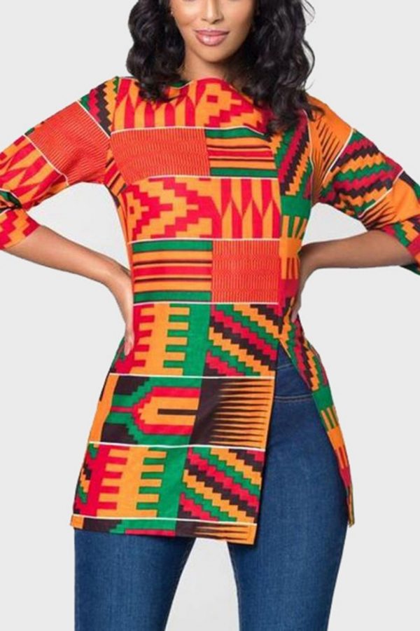 Kente African Prints Tops | Side Slit Top  | CHATA