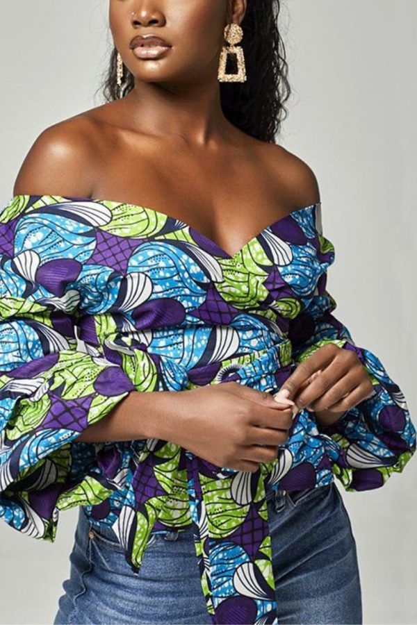 African Prints Tops | Wrap Tie Crop Top | ELINA