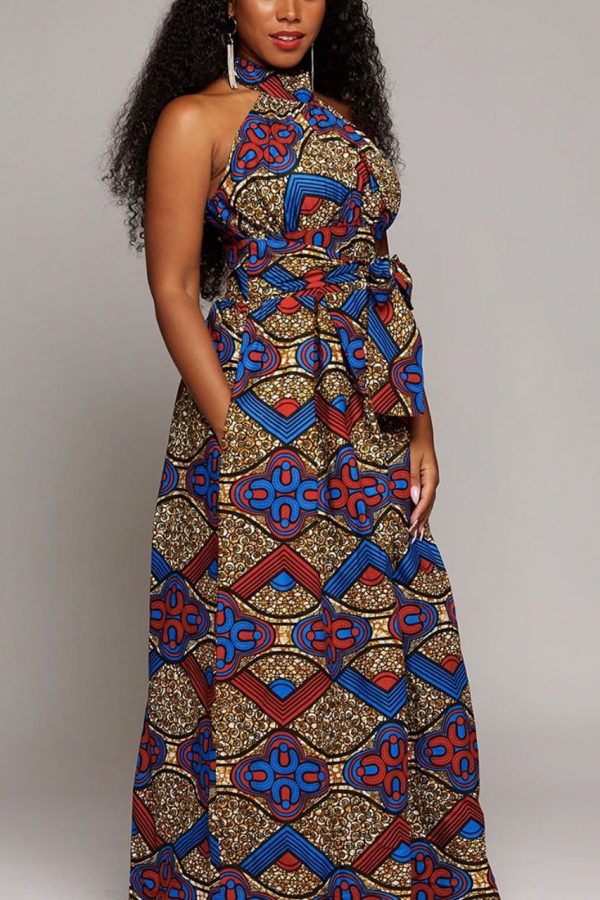 Ankara Print African dress | Round Neck Maxi Dress | MADI