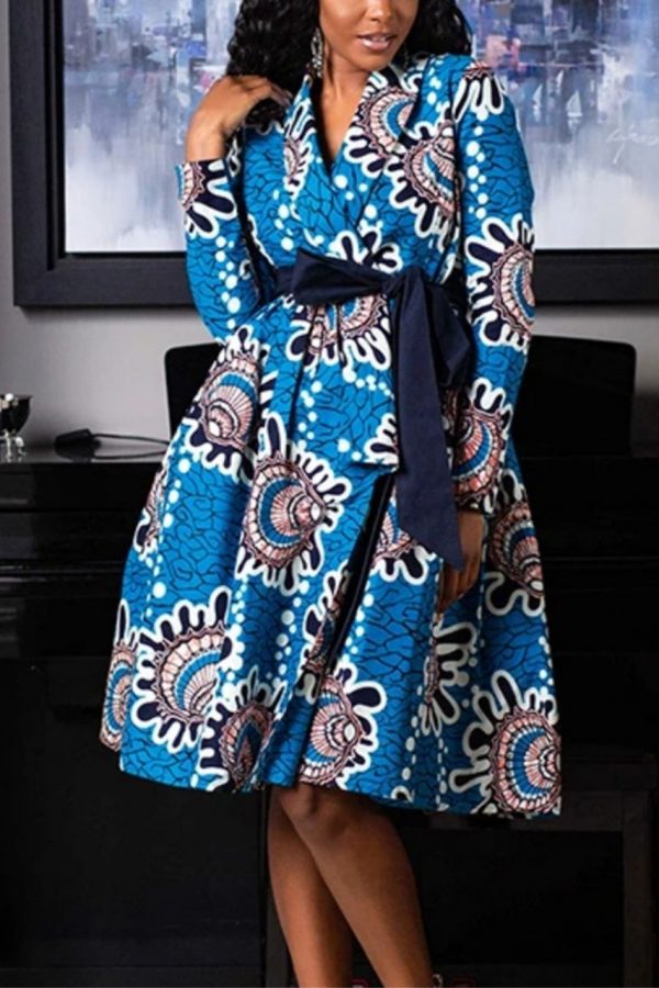 African Print Dress | Wrap Tie Midi Dress | OLABI