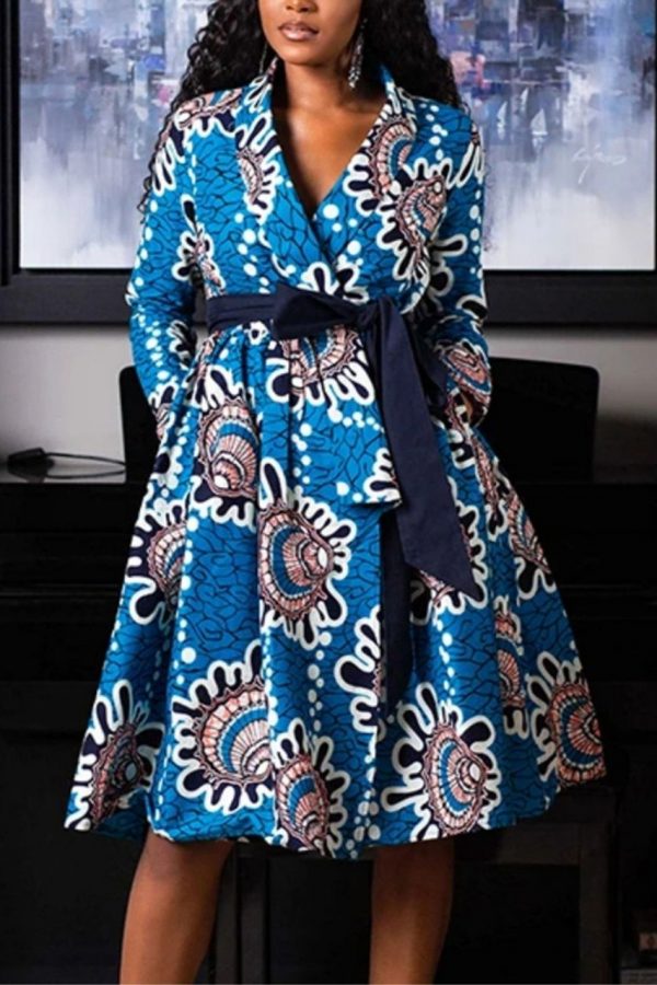 African Print Dress | Wrap Tie Midi Dress | OLABI