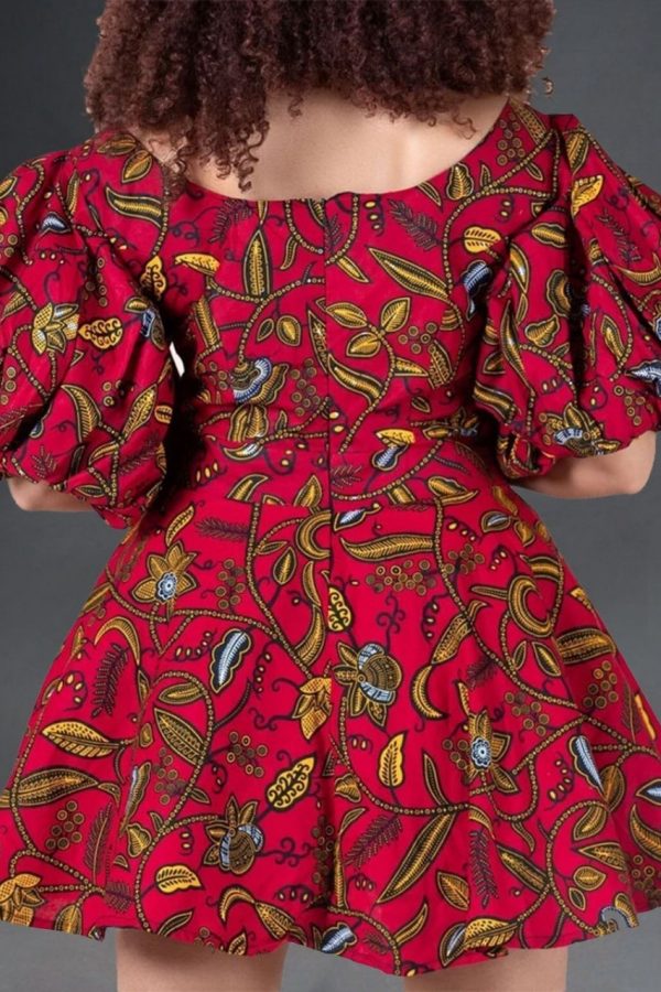 Ankara Print dress | Deep V Neck Mini Dress | Ava
