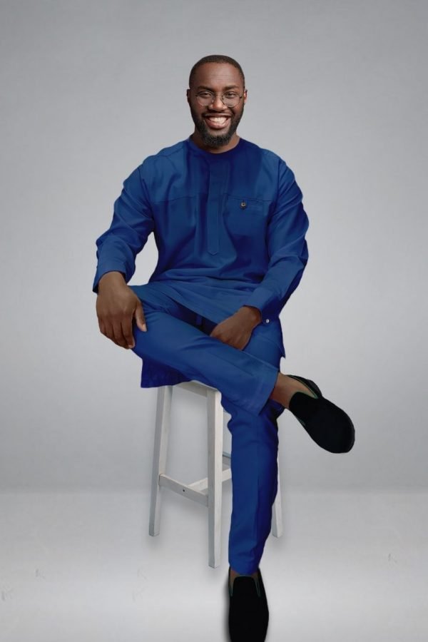 Men’s African Senator Style Set | Soro & Buba Asoebi – BAYO (Navy)