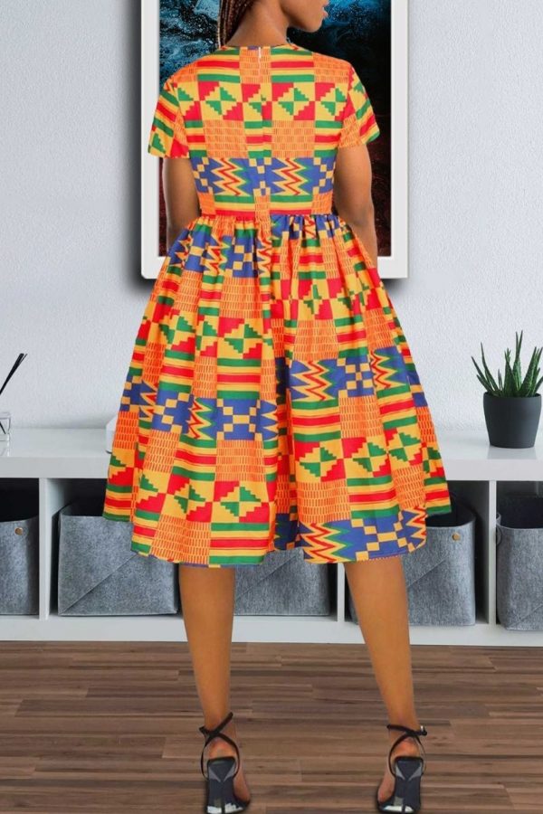 African Print Dress | Flare Midi Dress | Kay