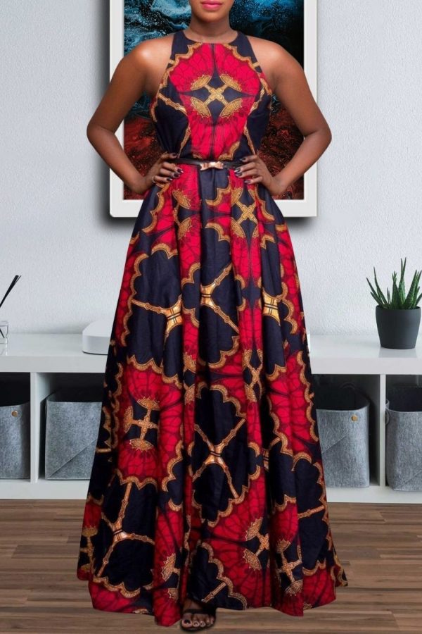 Ankara Print Dress | Flare Sleeveless Maxi Dress | LOLA